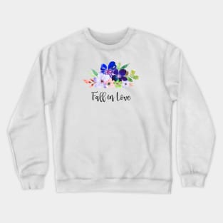 Fall in Love blue flowers design Crewneck Sweatshirt